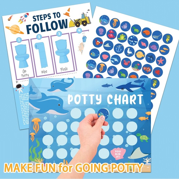 Potty Training Sticker Chart 5 Fun Styles 17 PCS Potty Chart for Girls - Picture 3 of 10